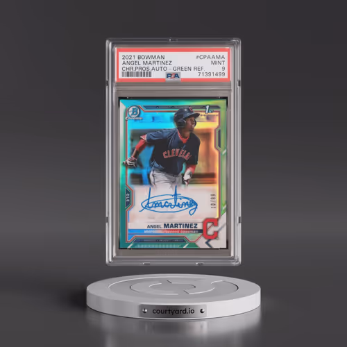 2021 Bowman Chrome Prospect Autographs #CPAAMA Angel Martinez - Green Refractor (PSA 9 MINT)