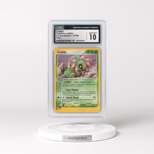 2003 EX Sandstorm (2003 Copyright, w/ "e" Symbol) #3/100 Cradily - Holo (CGC 10 GEM MINT)
