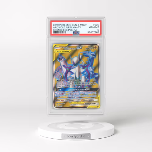 2019 Cosmic Eclipse #220 Arceus & Dialga & Palkia GX - Holo (PSA 10 GEM MINT)