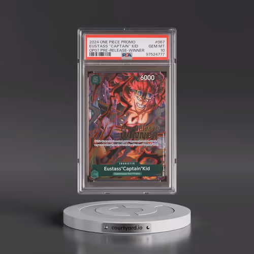 2024 One Piece Promos #067 Eustass "Captain" Kid - 500 Years in the Future Pre-Release-Winner (PSA 1