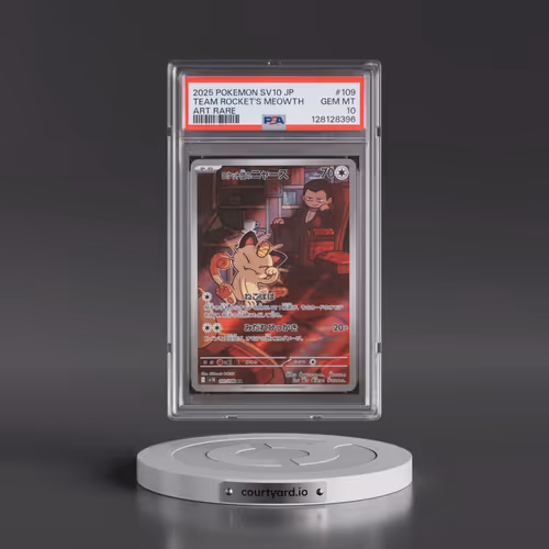 2025 Pokémon SV10-Glory of Team Rocket #109 Team Rocket's Meowth - Art Rare (PSA 10 GEM MINT)