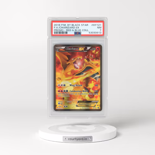 2016 Pokémon XY Black Star Promo #XY121 Charizard EX - Holo Full Art Red & Blue Collection (PSA 7 NM)