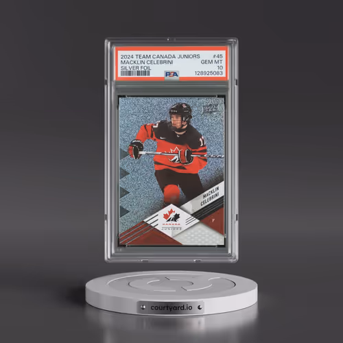 2024 Upper Deck Team Canada Juniors #45 Macklin Celebrini - Silver Foil (PSA 10 GEM MINT)