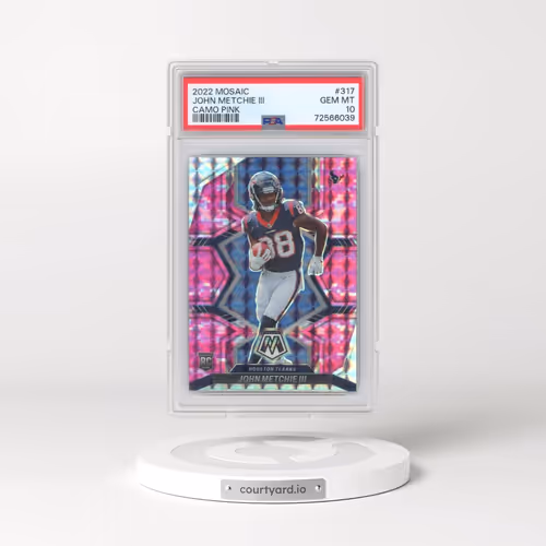 2022 Panini Mosaic #317 John Metchie III - Camo Pink (PSA 10 GEM MINT)