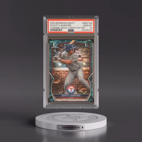 2023 Bowman Draft #BDC106 Wyatt Langford - Chrome-Aqua Lunar Crater Refractor (PSA 10 GEM MINT)