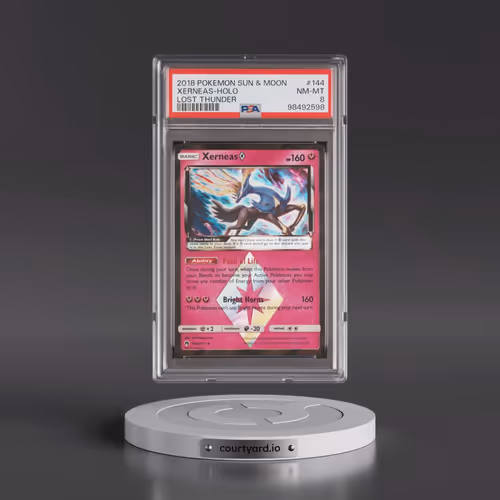 2018 Pokémon Sun & Moon Lost Thunder #144 Xerneas - Holo (PSA 8 NM-MT)