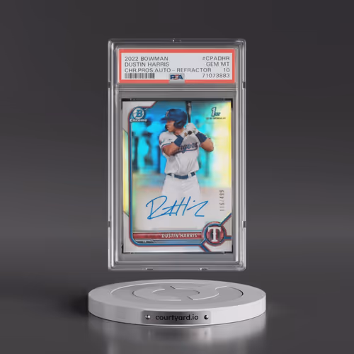 2022 Bowman Chrome Prospect Autographs #CPADHR Dustin Harris - Refractor (PSA 10 GEM MINT)