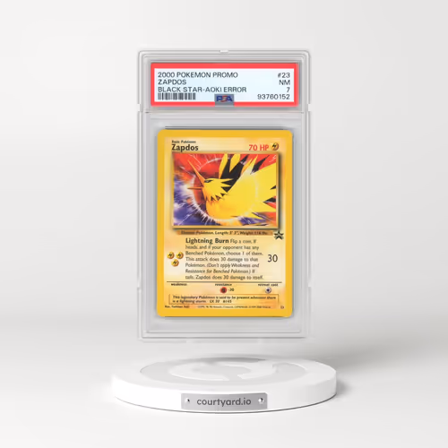2000 Pokémon Promo Black Star #23 Zapdos - Toshinao Aoki Error (PSA 7 NM)