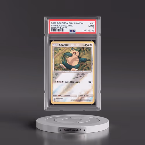2019 Pokémon Sun & Moon Hidden Fates #50 Snorlax - Reverse Foil (PSA 9 MINT)
