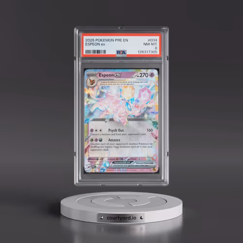 2025 Pokémon Pre EN-Prismatic Evolutions #034 Espeon EX - Holo (PSA 8 NM-MT)
