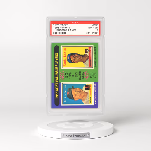 1975 Topps #196 1958-MVP's - Jackie Jensen/Ernie Banks (PSA 8 NM-MT)
