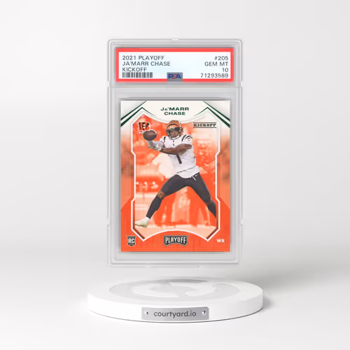 2021 Panini Playoff #205 JA'Marr Chase - Kickoff (PSA 10 GEM MINT)