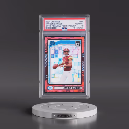 2024 Panini Donruss #389 Jayden Daniels - Optic Preview-Red Pandora (PSA 10 GEM MINT)