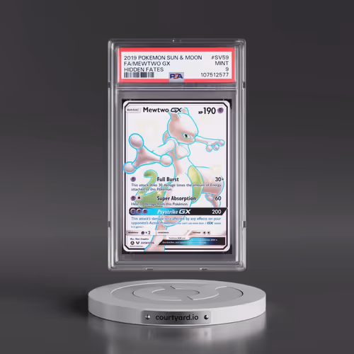 2019 Pokémon Sun & Moon Hidden Fates #SV59 Mewtwo GX - Holo Full Art (PSA 9 MINT)