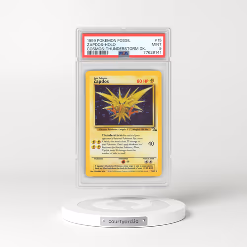 1999 Pokémon Fossil #15 Zapdos - Holo Cosmos-Thunderstorm Deck (PSA 9 MINT)