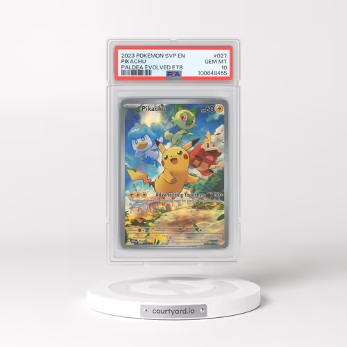 2023 Pokémon Svp EN-SV Black Star Promo #027 Pikachu - Paldea Evolved Elite Trainer Box (PSA 10 GEM MINT)