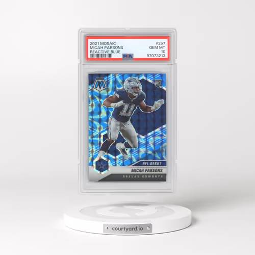 2021 Panini Mosaic #257 Micah Parsons - Reactive Blue (PSA 10 GEM MINT)