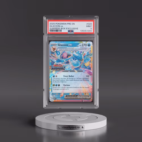 2025 Pokémon Pre EN-Prismatic Evolutions #026 Glaceon EX - Holo Surprise Box Exclusive (PSA 9 MINT)
