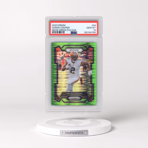 2023 Panini Prizm #64 Amari Cooper - Neon Green Pulsar (PSA 10 GEM MINT)