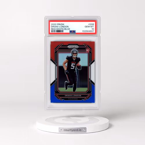 2022 Panini Prizm #308 Drake London - Red/White/Blue (PSA 10 GEM MINT)
