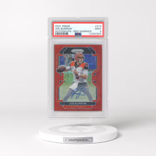 2021 Panini Prizm #273 Joe Burrow - Autograph-Red Shimmer (PSA 9 MINT)