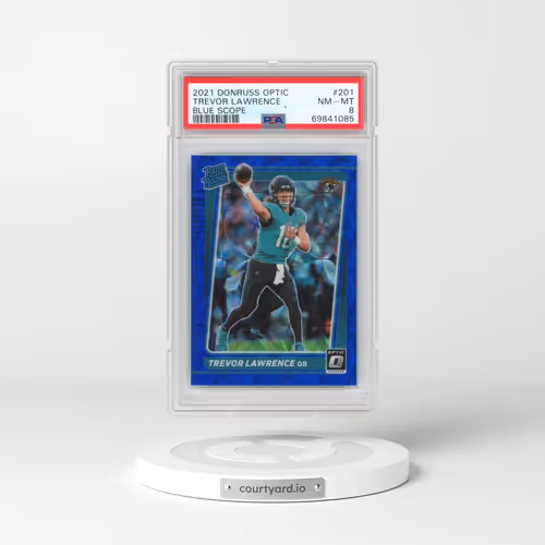 2021 Panini Donruss Optic #201 Trevor Lawrence - Blue Scope (PSA 8 NM-MT)