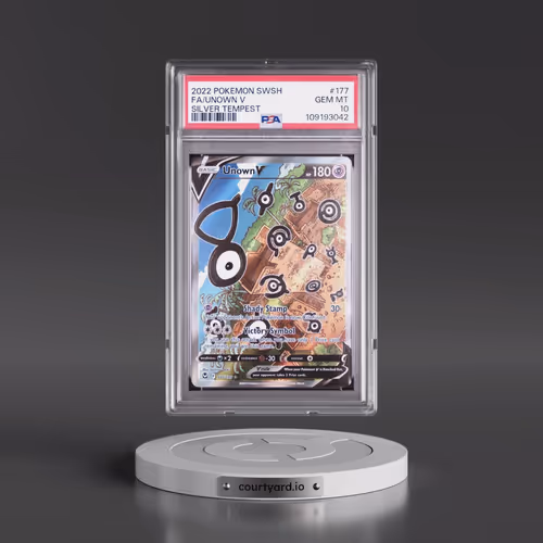 2022 Pokémon Sword & Shield Silver Tempest #177 Unown V - Holo Full Art (PSA 10 GEM MINT)