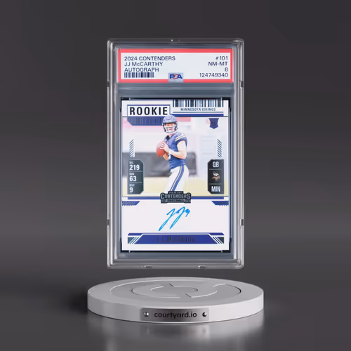 2024 Panini Contenders #101 JJ McCarthy - Autograph (PSA 8 NM-MT)