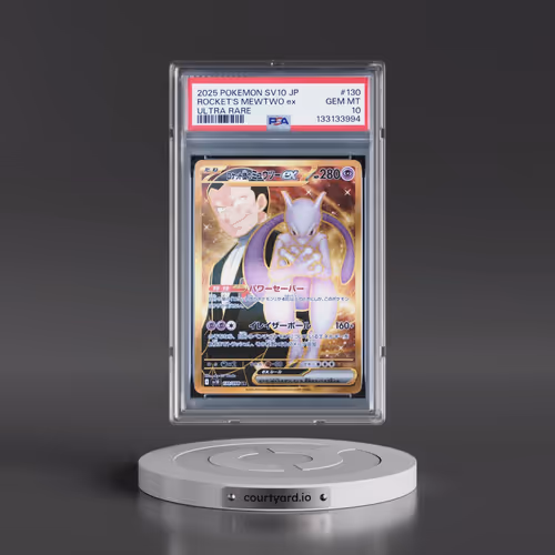 2025 Pokémon SV10-Glory of Team Rocket #130 Team Rocket's Mewtwo EX - Holo Ultra Rare (PSA 10 GEM MI
