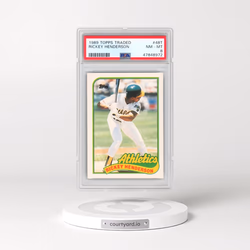 1989 Topps Traded #48T Rickey Henderson (PSA 8 NM-MT)