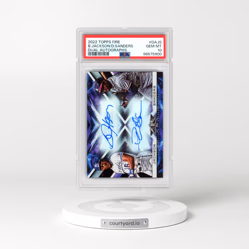 2022 Topps Fire Dual Autographs #DAJS Bo Jackson/Deion Sanders (PSA 10 GEM MINT)