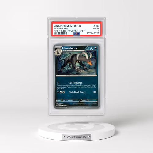 2025 Pokémon Pre EN-Prismatic Evolutions #063 Houndoom - Reverse Holo Poke Ball (PSA 9 MINT)
