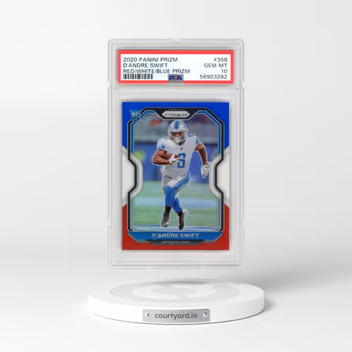 2020 Panini Prizm #358 D'Andre Swift - Red/White/Blue Prizm (PSA 10 GEM MINT)