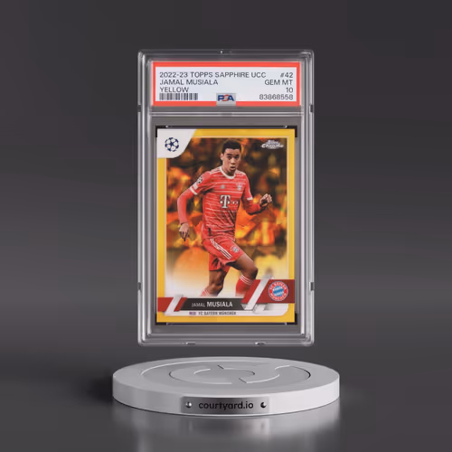 2022-23 Topps Chrome Sapphire Edition UEFA Club Competitions #42 Jamal Musiala - Yellow (PSA 10 GEM
