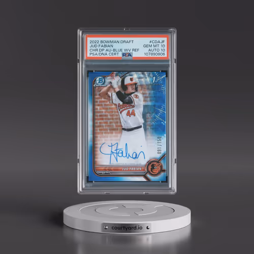 2022 Bowman Draft Chrome Draft Pick Autographs #CDAJF Jud Fabian - Blue Wave Refractor (PSA 10 GEM M