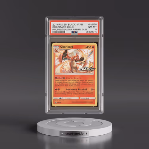 2019 Pokémon SM Black Star Promo #SM158 Charizard - Holo Team Up Prerelease (PSA 8 NM-MT)