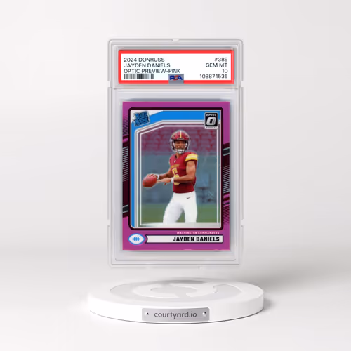 2024 Panini Donruss #389 Jayden Daniels - Optic Preview-Pink (PSA 10 GEM MINT)
