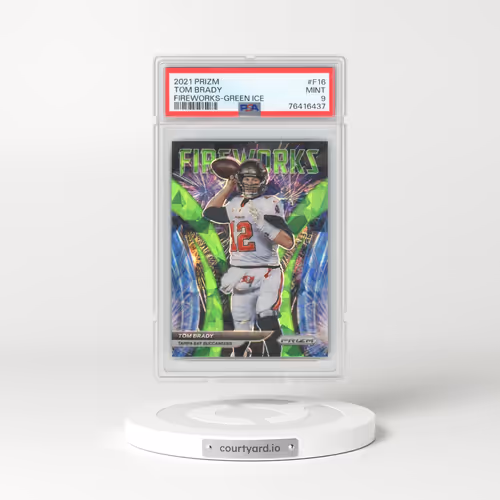 2021 Panini Prizm Fireworks #F16 Tom Brady - Green Ice (PSA 9 MINT)