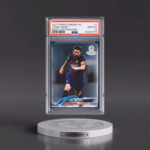 2017 Topps Chrome UEFA Champions League #1 Lionel Messi - Right Leg Forward (PSA 10 GEM MINT)