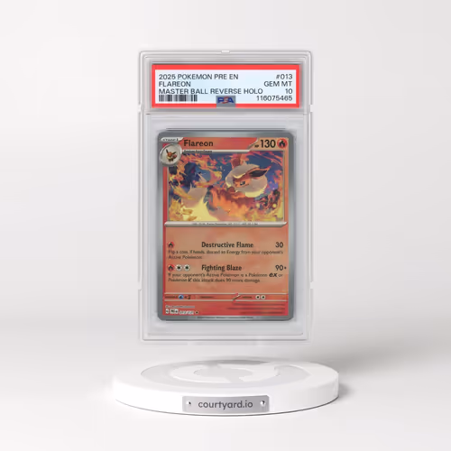 2025 Pokémon Pre EN-Prismatic Evolutions #013 Flareon - Reverse Holo Master Ball (PSA 10 GEM MINT)