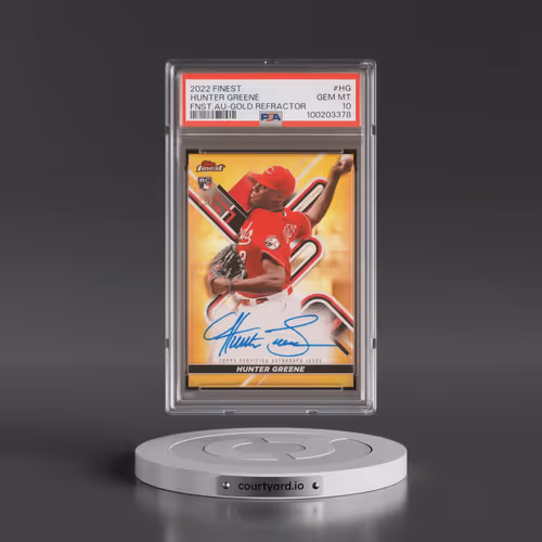 2022 Topps Finest Finest Autographs #HG Hunter Greene - Gold Refractor (PSA 10 GEM MINT)