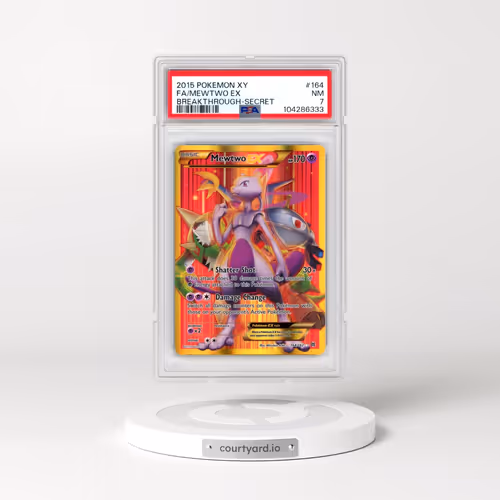 2015 Pokémon XY Breakthrough #164 Mewtwo EX - Holo Full Art Secret (PSA 7 NM)