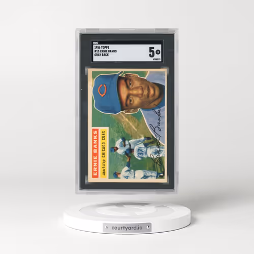 1956 Topps #15 Ernie Banks - Gray Back (SGC 5 EX)