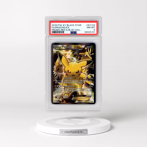 2016 Pokémon XY Black Star Promo #XY124 Pikachu EX - Holo Full Art Red & Blue Collection (PSA 8 NM-MT)