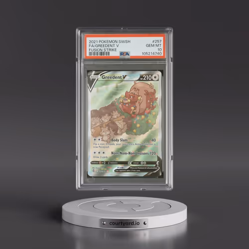 2021 Pokémon Sword & Shield Fusion Strike #257 Greedent V - Holo Full Art (PSA 10 GEM MINT)