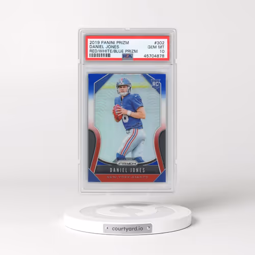 2019 Panini Prizm #302 Daniel Jones - Red/White/Blue Prizm (PSA 10 GEM MINT)