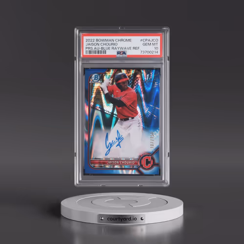2022 Bowman Chrome Prospect Autographs #CPAJCO Jaison Chourio - Blue Raywave Refractor (PSA 10 GEM M