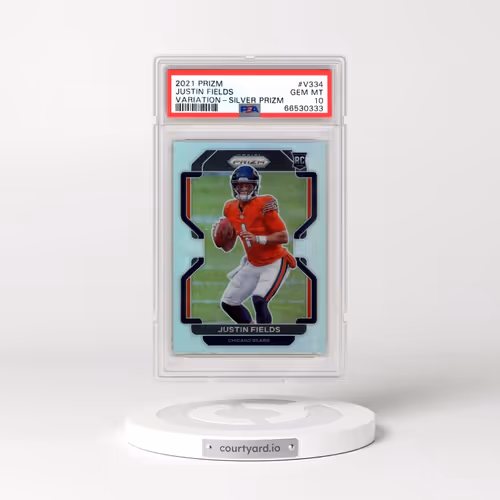 2021 Panini Prizm #V334 Justin Fields - Variation-Silver Prizm (PSA 10 GEM MINT)