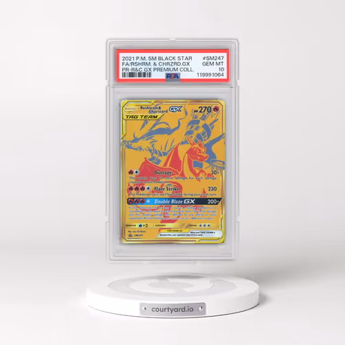 2021 Pokémon SM Black Star Promo #SM247 Reshiram & Charizard GX - Holo Full Art Reshiram & Charizard