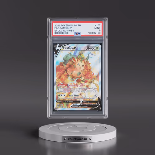 2021 Pokémon Sword & Shield Evolving Skies #167 Leafeon V - Holo Full Art (PSA 9 MINT)